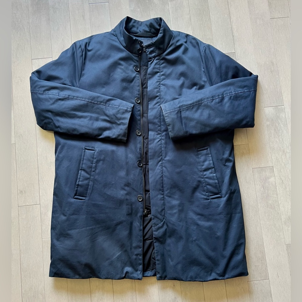 Banana Republic men- Classic navy button collar long winter coat size XL